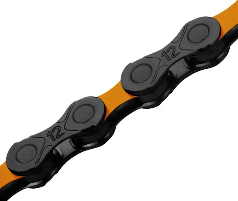 KMC DLC-12 1/2x3/32-inch 12-speed Chain in Black/Orange