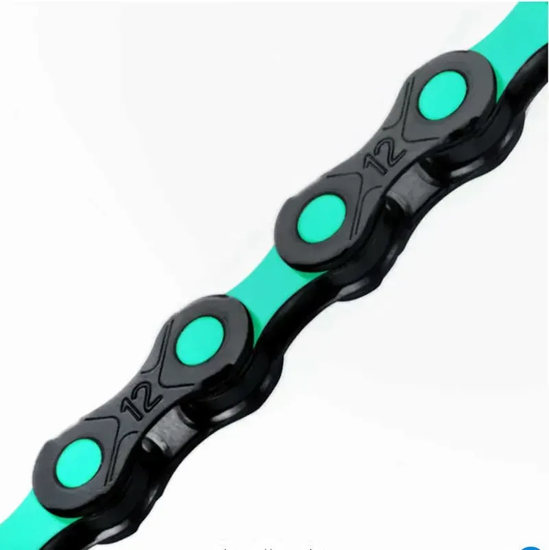 KMC DLC-12 1/2x3/32-inch 12-speed Chain in Black/Celeste