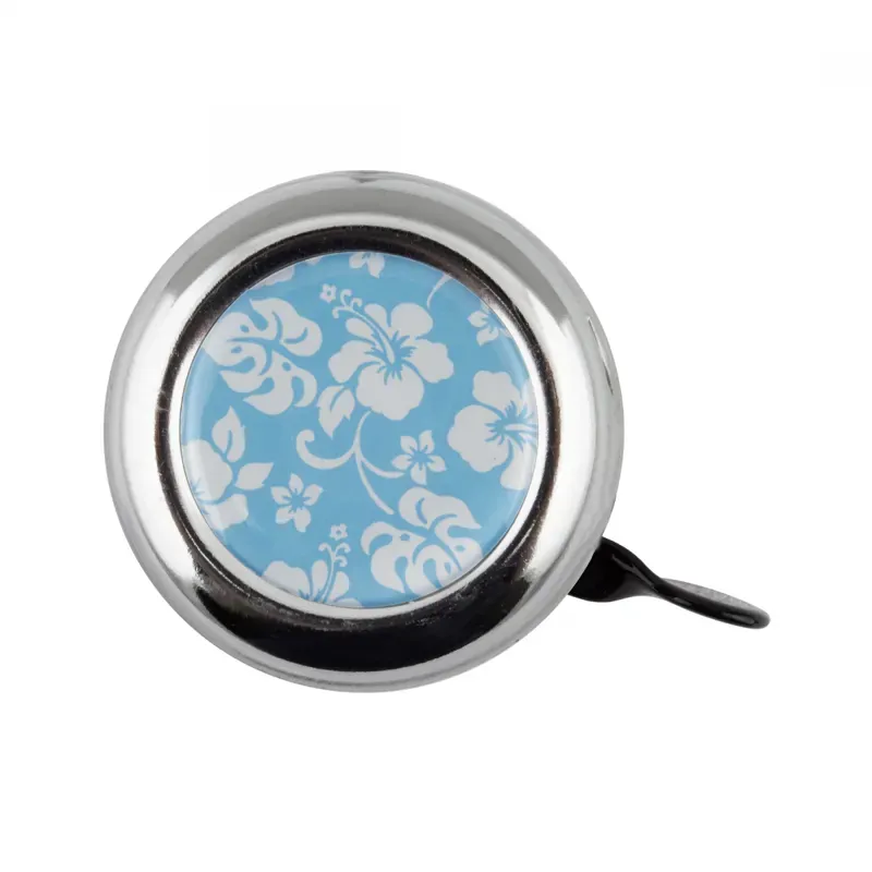 Clean Motion Silver Swell Bicycle Bell - Blue Flowers