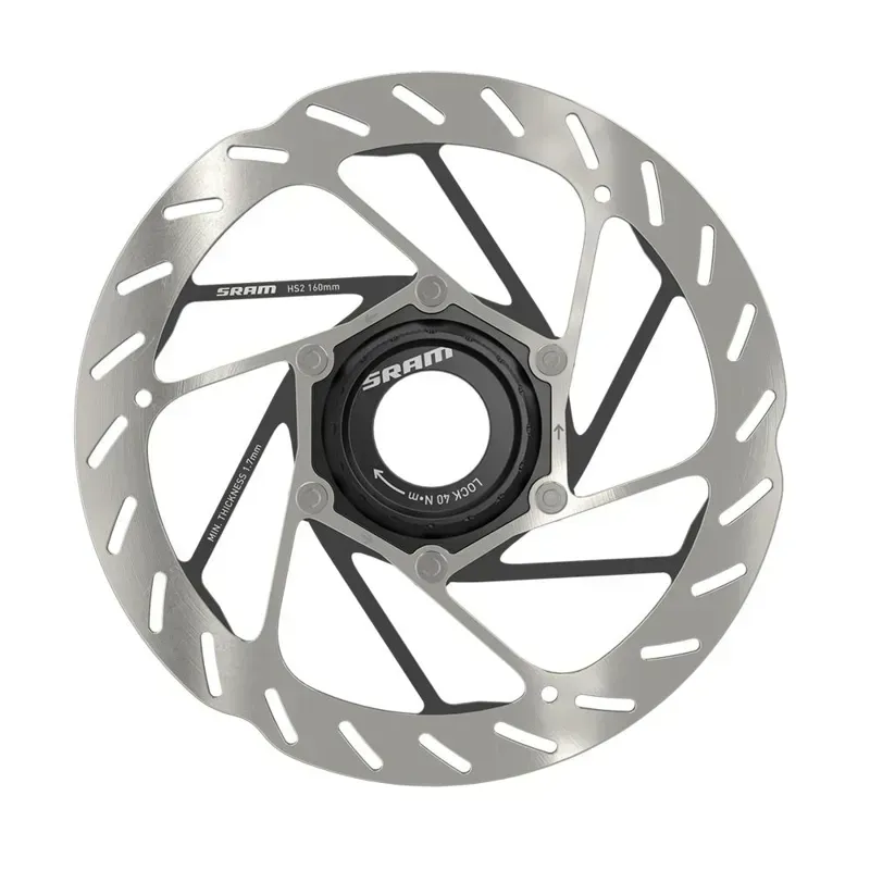 SRAM HS2 Disc Brake Rotor - 180mm Center Lock Rounded Silver/ Black 180