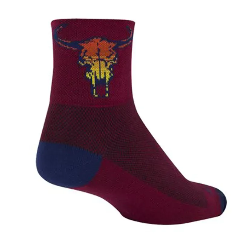 Sockguy Classic Desert Skull Socks 3 Inch in Red