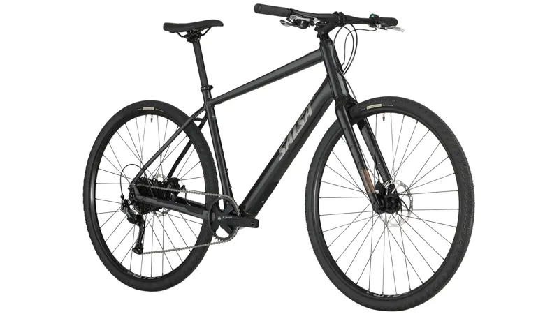 Salsa Confluence Flat Bar Altus 1x9 Ebike - 700c Aluminum Black-1